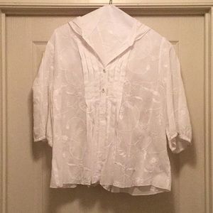 CAbi Embroidered Top with Hood